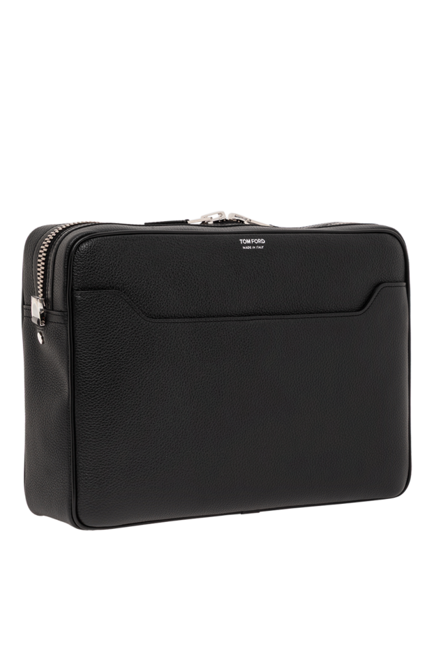 Tom Ford black men's shoulder bag made of black leather with external zipper 190547 - photo 2