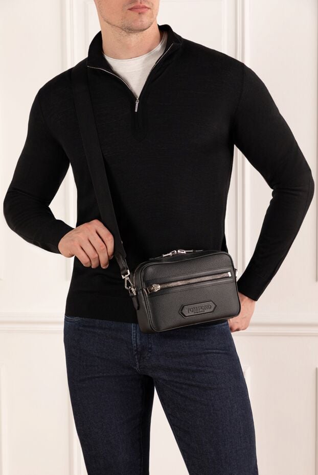 Tom Ford small messenger bag made of genuine black leather 190548 - photo 3