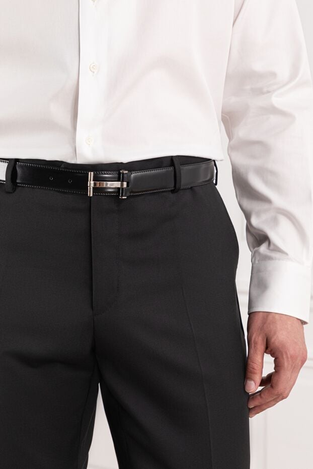 Tom Ford men's belt in glossy leather with silver t-bar buckle 190556 - photo 2