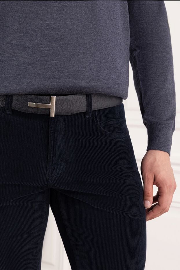 Tom Ford reversible black grained leather belt with ribbed t-bar buckle 190560 - photo 2