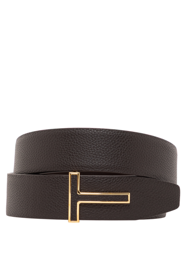 Tom Ford brown leather belt with gold t-bar buckle 190563 - photo 1