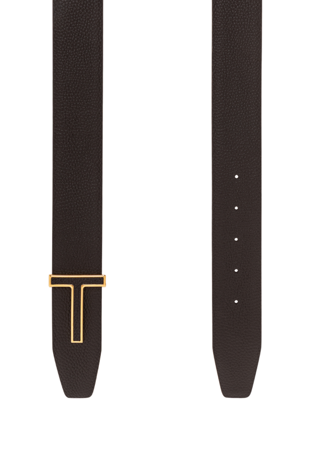 Tom Ford brown leather belt with gold t-bar buckle 190563 - photo 2