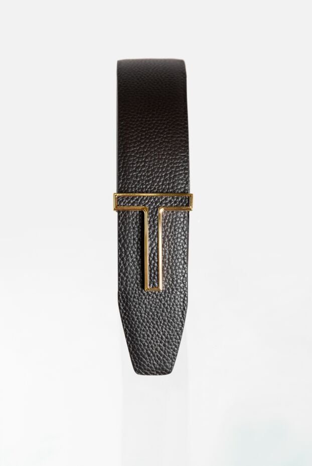 Tom Ford brown leather belt with gold t-bar buckle 190563 - photo 3