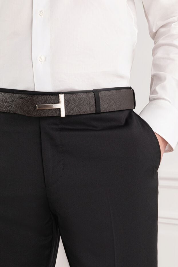 Tom Ford brown full grain leather belt with ribbed t-bar buckle 190564 - photo 2