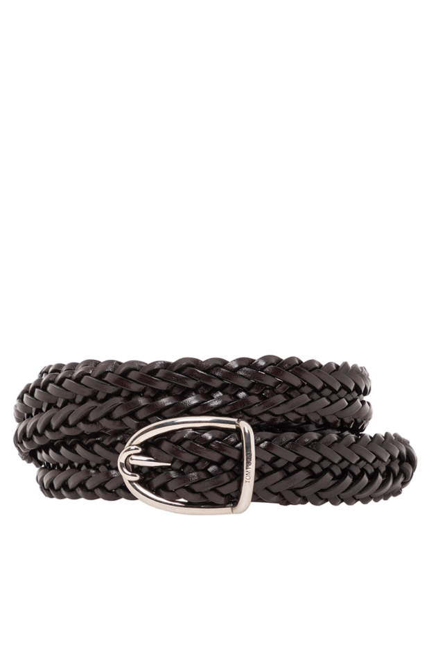 Tom Ford brown leather belt with braided design and metal buckle 190565 - photo 1