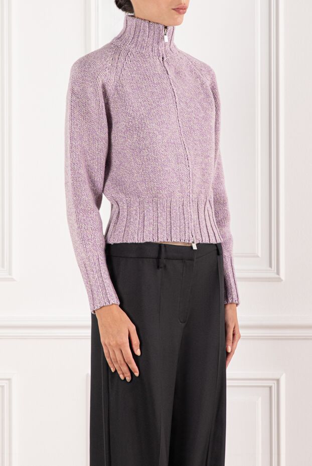 Magda Butrym a thick purple cardigan with ribbed trim and a high collar fastening. 190567 - photo 3