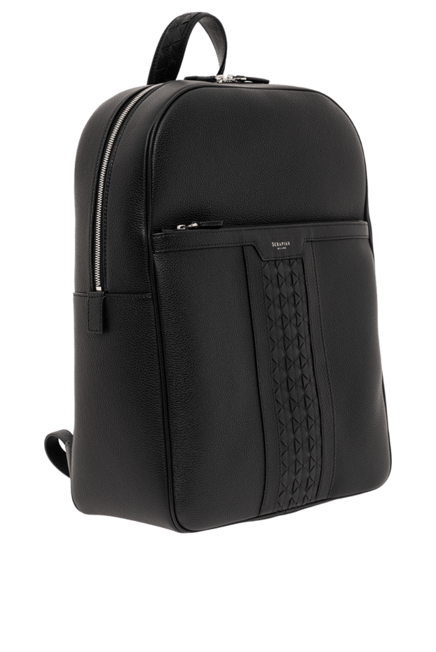 Serapian single zip backpack in black cachemire leather with mosaico trim 190571 - photo 3