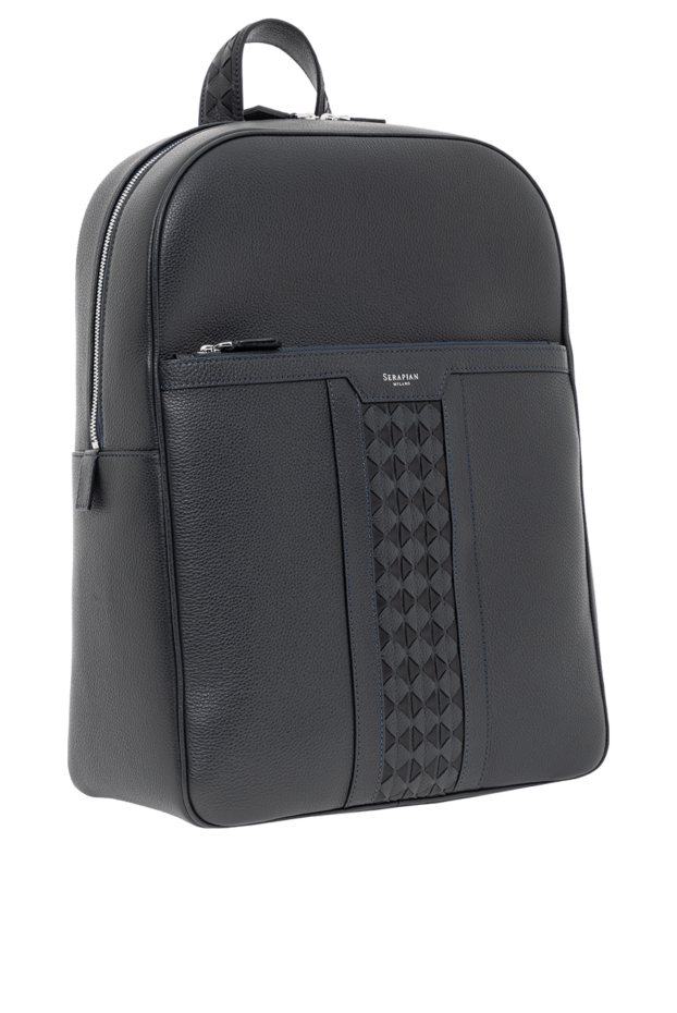 Serapian blue cachemire leather single zip backpack with mosaico trim 190572 - photo 3