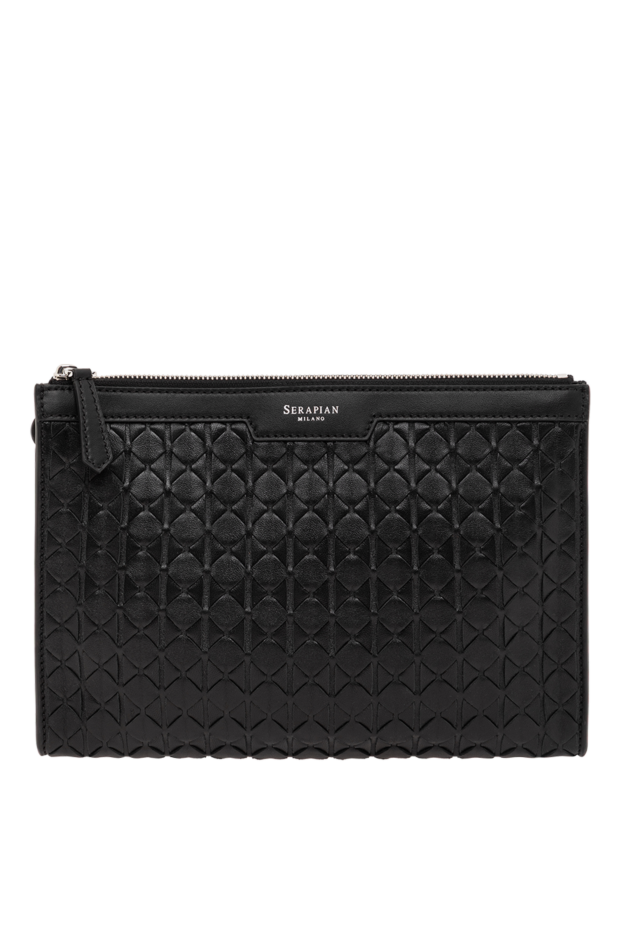 Serapian black leather clutch with relief texture 190573 - photo 1