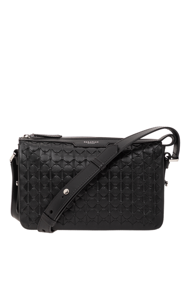 Serapian east west black mosaico leather messenger bag 190574 - photo 1
