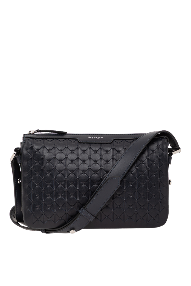 Serapian east west messenger bag in blue mosaico leather 190575 - photo 1