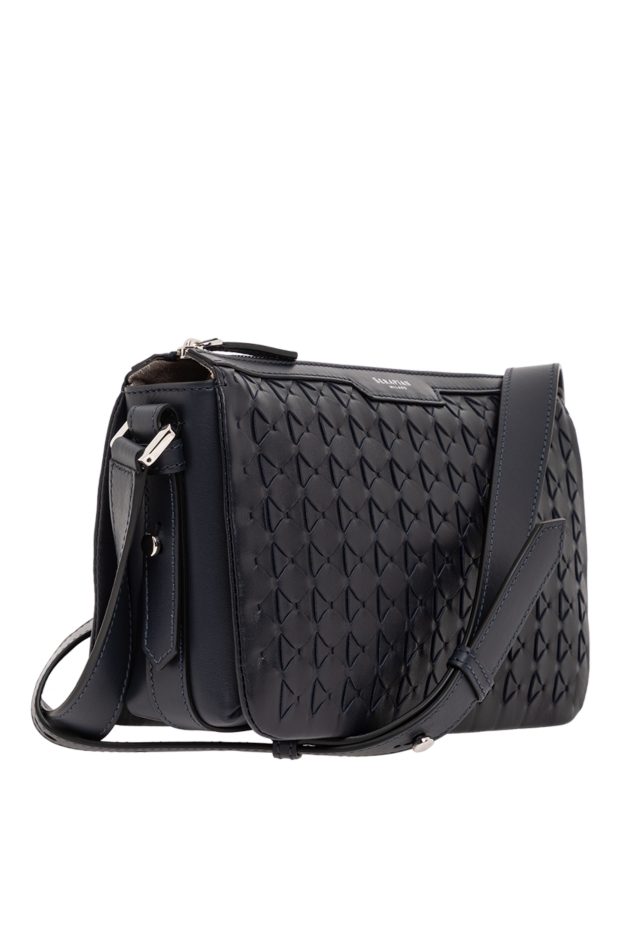 Serapian east west messenger bag in blue mosaico leather 190575 - photo 3