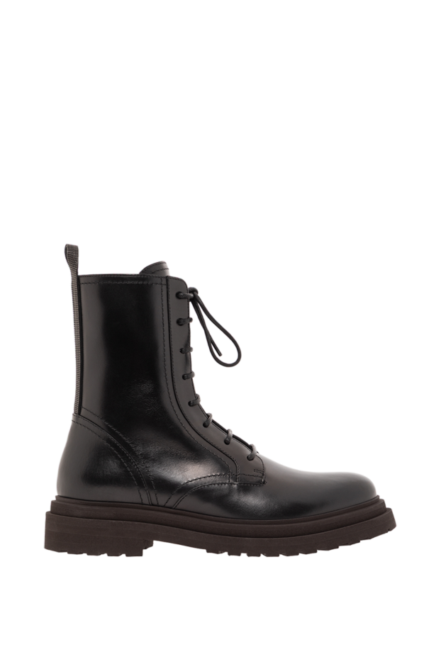 Black leather boots with a massive sole and high top - photo 1