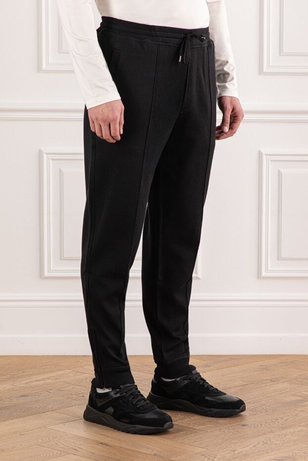 Brunello Cucinelli чорні трикотажні штани з м'якою фактурою та куліскою 190590 - фото 3