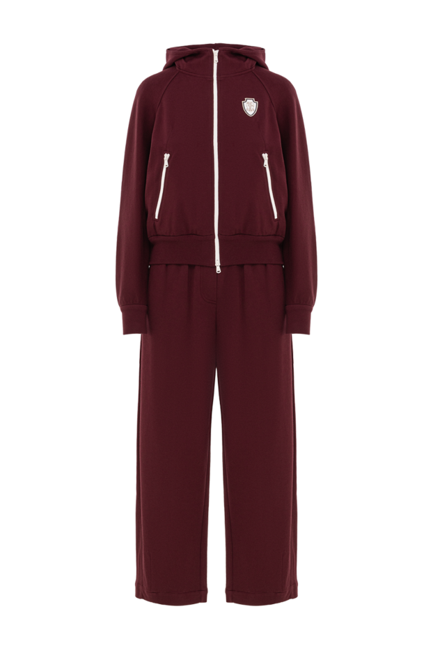 Brunello Cucinelli костюм спортивный бордовый с контрастной фурнитурой и капюшоном 190599 - фото 1