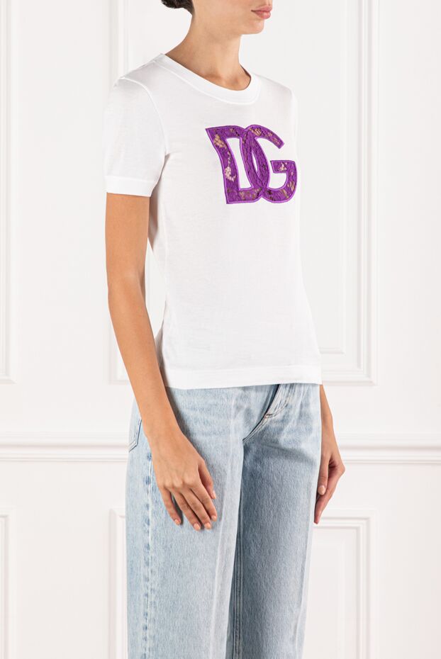 Dolce & Gabbana white t-shirt with purple lace decor dg 190628 - photo 3