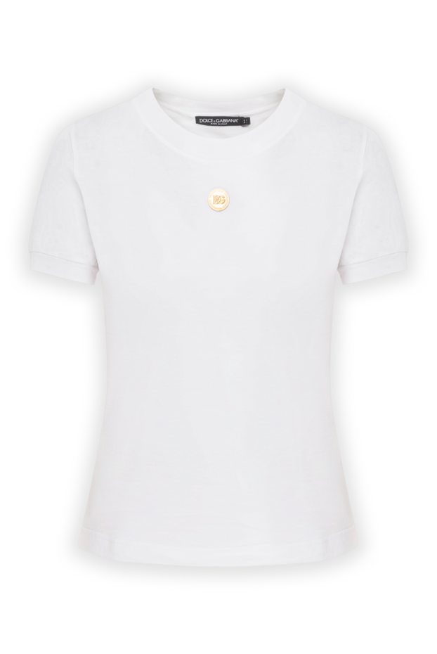 Dolce & Gabbana white cotton t-shirt with golden dg emblem 190629 - photo 1