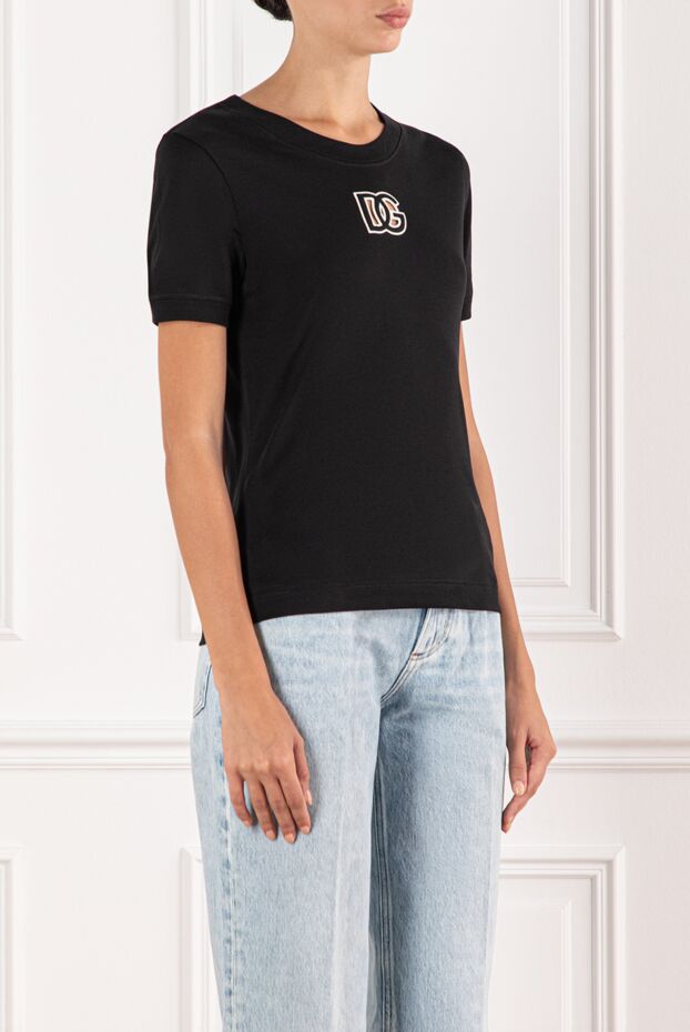 Dolce & Gabbana cotton black t-shirt with contrasting logo on the front 190631 - photo 3
