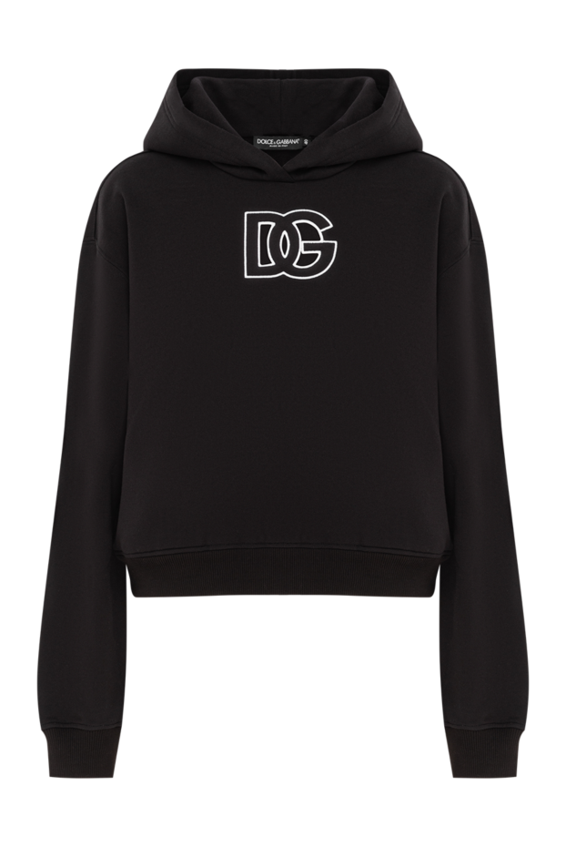 Dolce & Gabbana women's black cotton hoodie with contrasting logo 190633 - photo 1