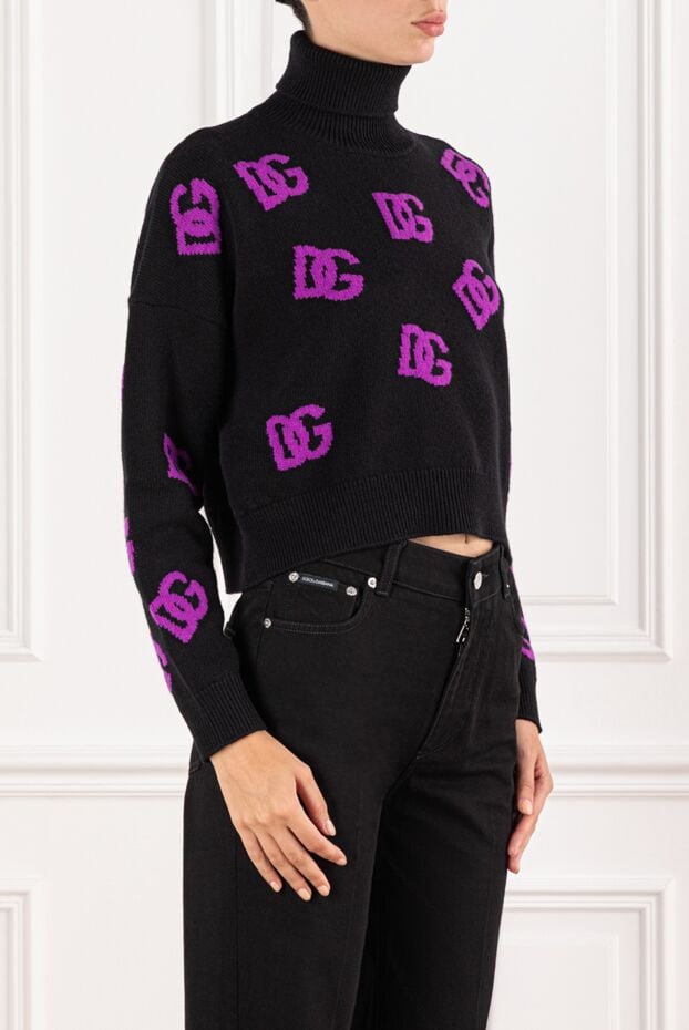 Dolce & Gabbana black knitted golf with purple dg logo 190634 - photo 3