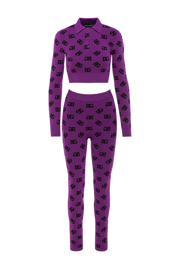 Dolce & Gabbana women's walking suit long sleeve made of purple jacquard with leggings 190636 - photo 1