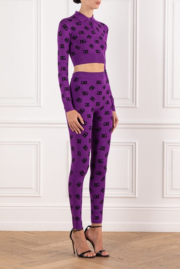 Dolce & Gabbana women's walking suit long sleeve made of purple jacquard with leggings 190636 - photo 3
