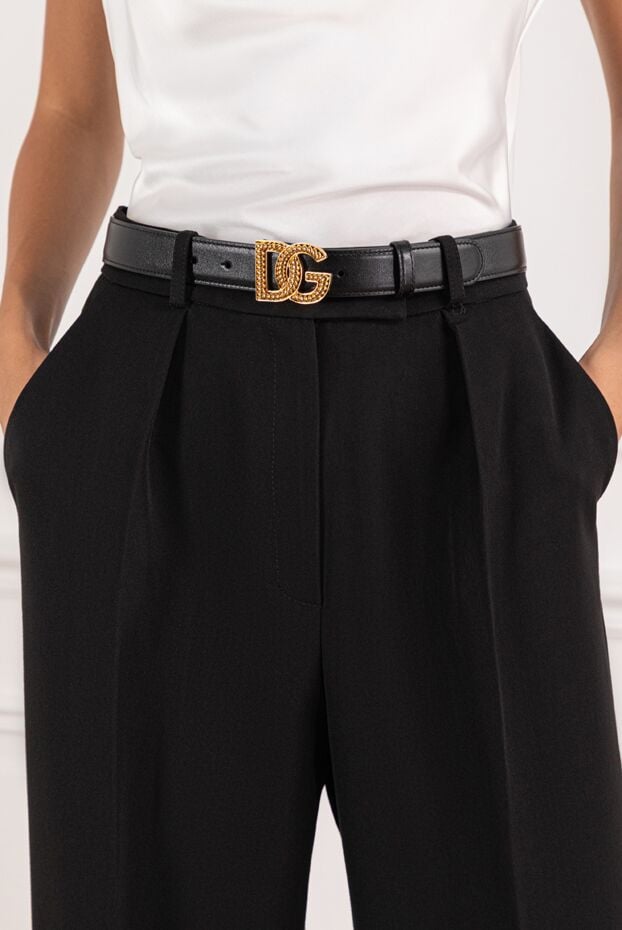 Dolce & Gabbana black women's calfskin belt with logo buckle 190643 - photo 2