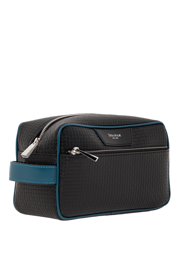 Serapian toiletry bag made of canvas with black stepan coating and eclipse black gange leather black 190655 - photo 3