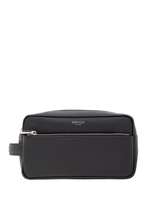 Serapian toiletry bag made of canvas with black stepan coating and eclipse black gange leather in grey 190656 - photo 1