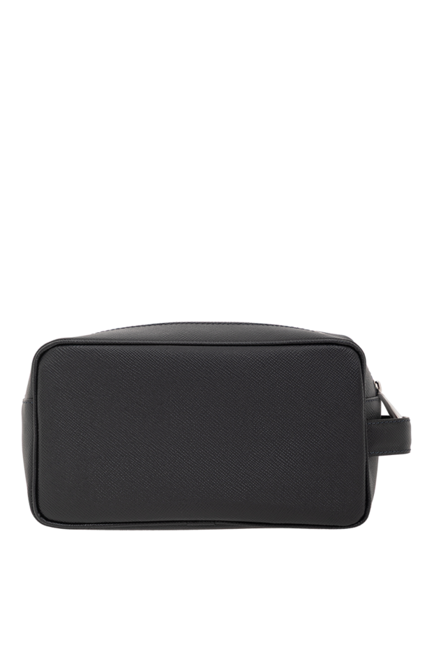Serapian toiletry bag made of canvas with black stepan coating and eclipse black gange leather in grey 190656 - photo 3