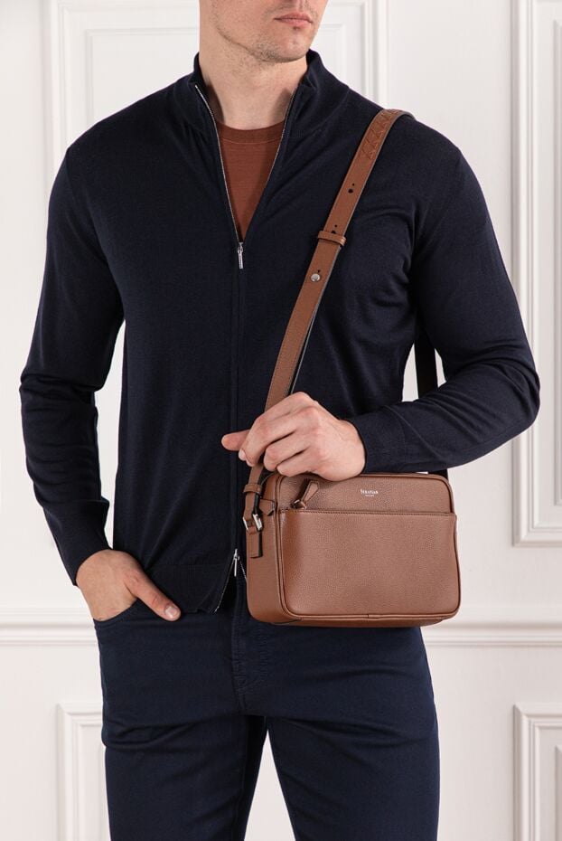 Serapian east west compact messenger bag in sahara cachemire leather brown 190663 - photo 3