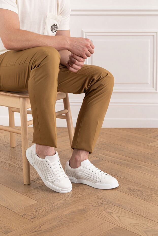 Dolce & Gabbana portofino light strobel calfskin sneakers white mens 190668 - photo 2