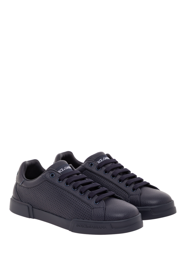 Dolce & Gabbana portofino light strobel calfskin sneakers blue mens 190677 - photo 3