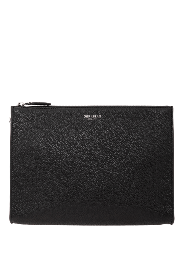 Serapian men's black cachemire leather clutch with mosaico trim 190818 - photo 1