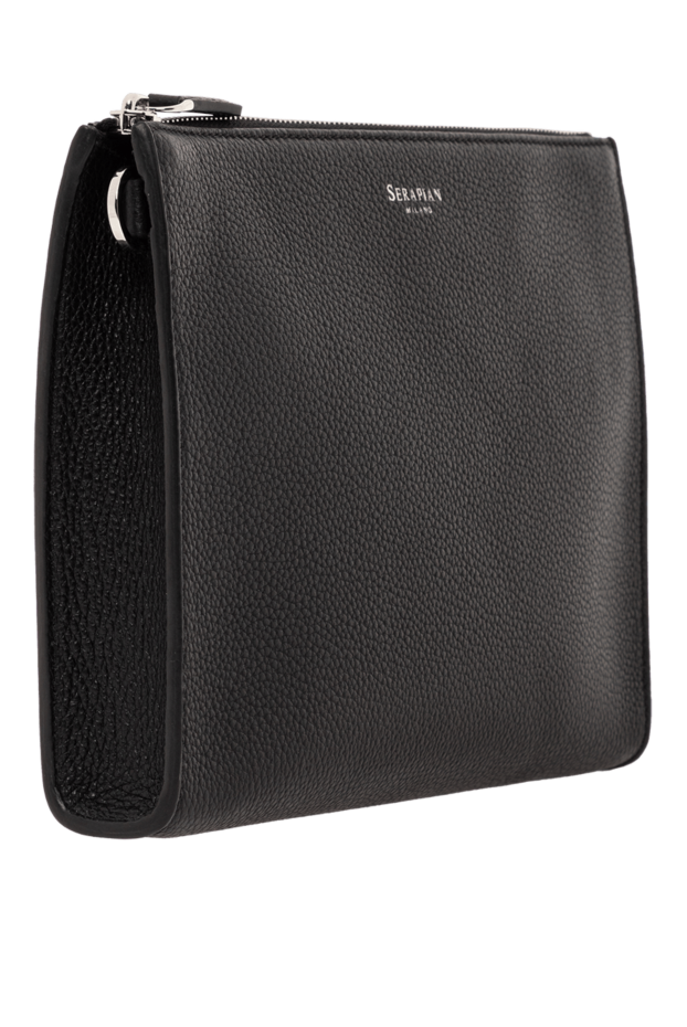 Serapian men's black cachemire leather clutch with mosaico trim 190818 - photo 2