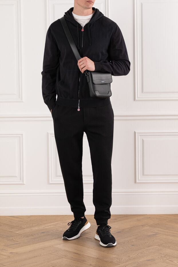 Kiton men's black cotton zippered hoodie 190822 - photo 2
