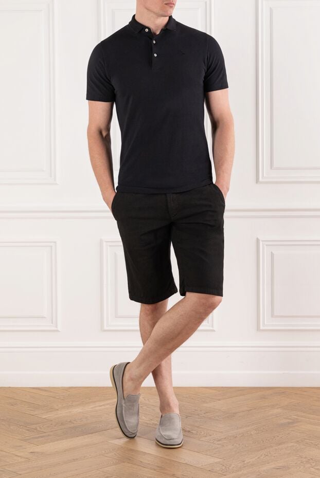 Men's black straight-cut shorts with a belt - photo 2