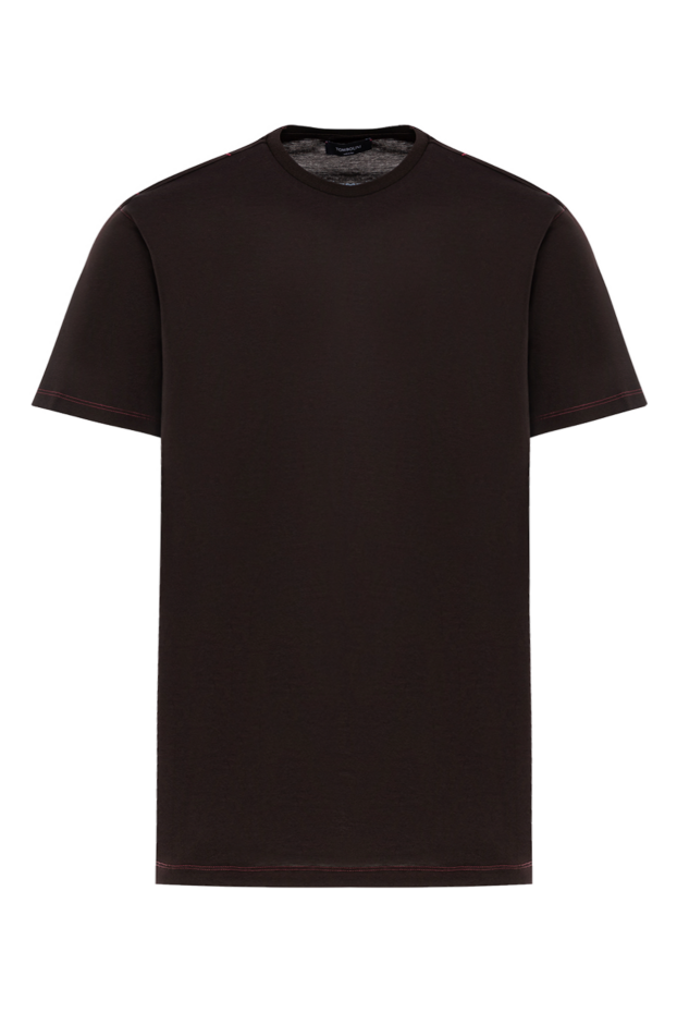 Tombolini men's dark brown cotton t-shirt with accent seams 190827 - photo 1