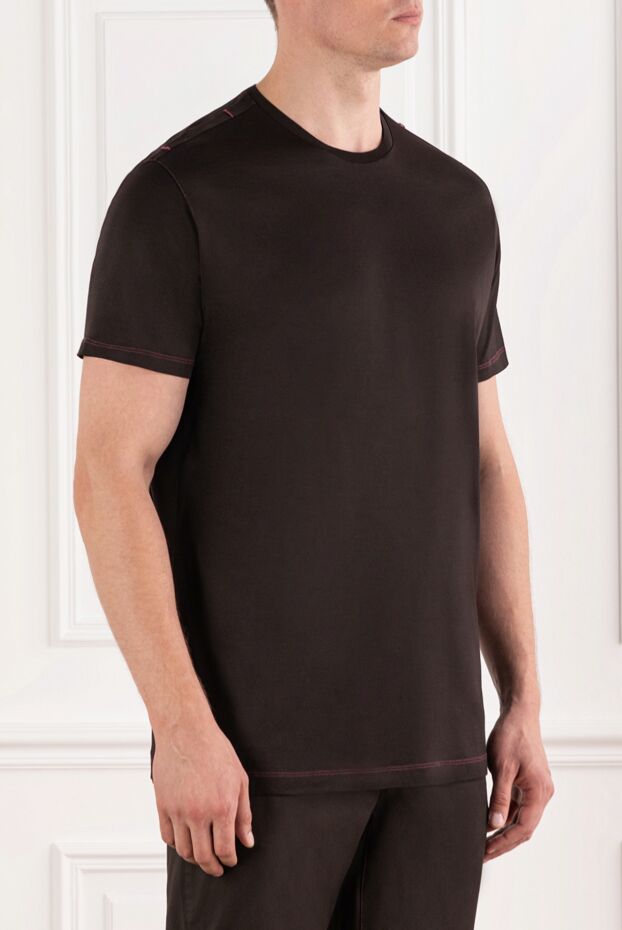 Tombolini men's dark brown cotton t-shirt with accent seams 190827 - photo 3