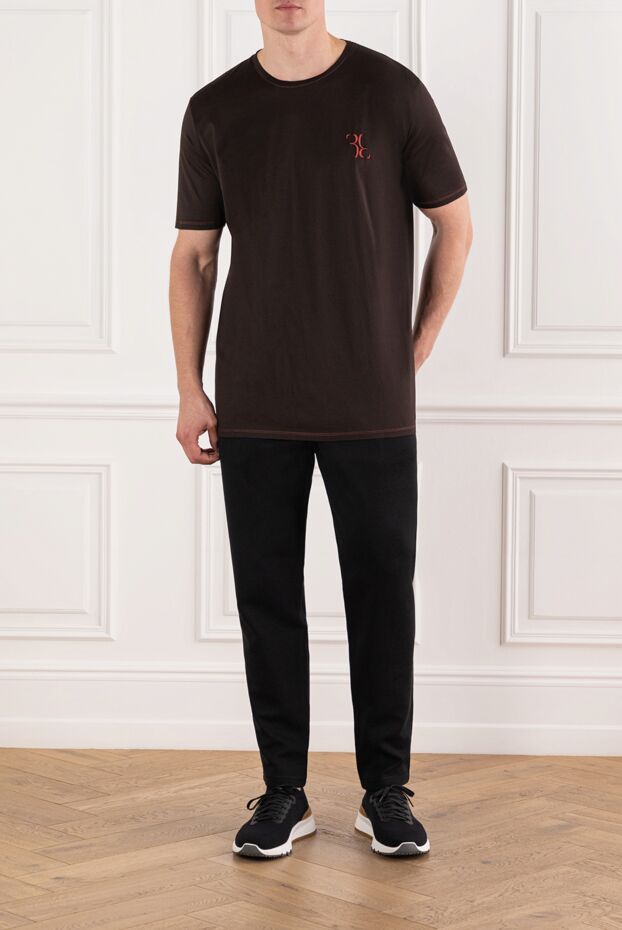 Billionaire men's dark brown crew neck t-shirt with logo 190828 - photo 2