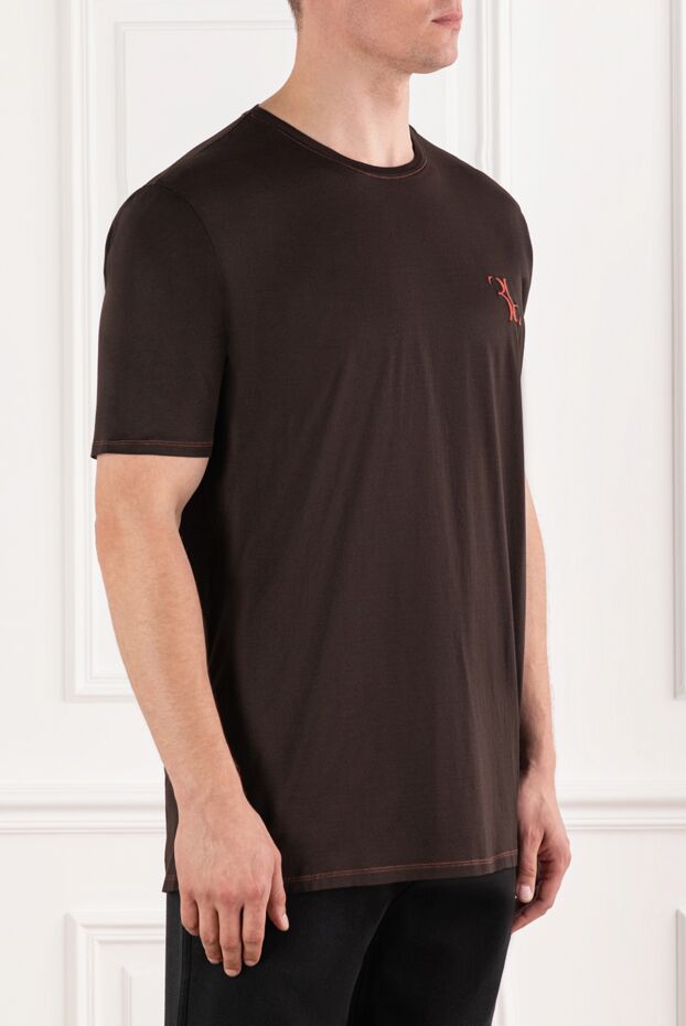 Billionaire men's dark brown crew neck t-shirt with logo 190828 - photo 3