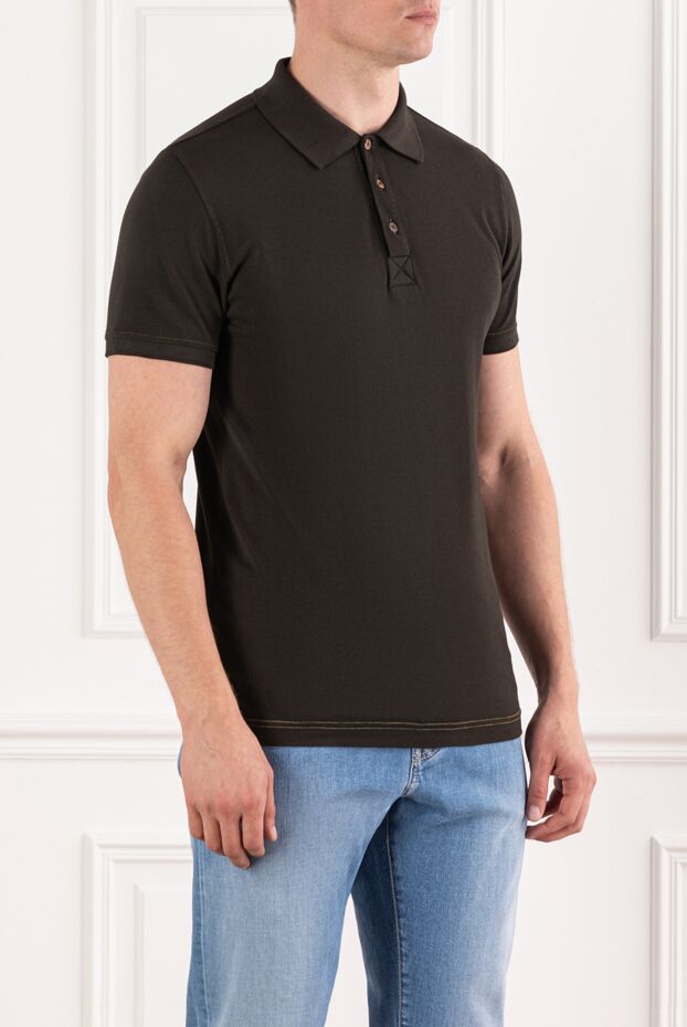 Kiton brown knitted polo shirt with contrast stitching 190830 - photo 3