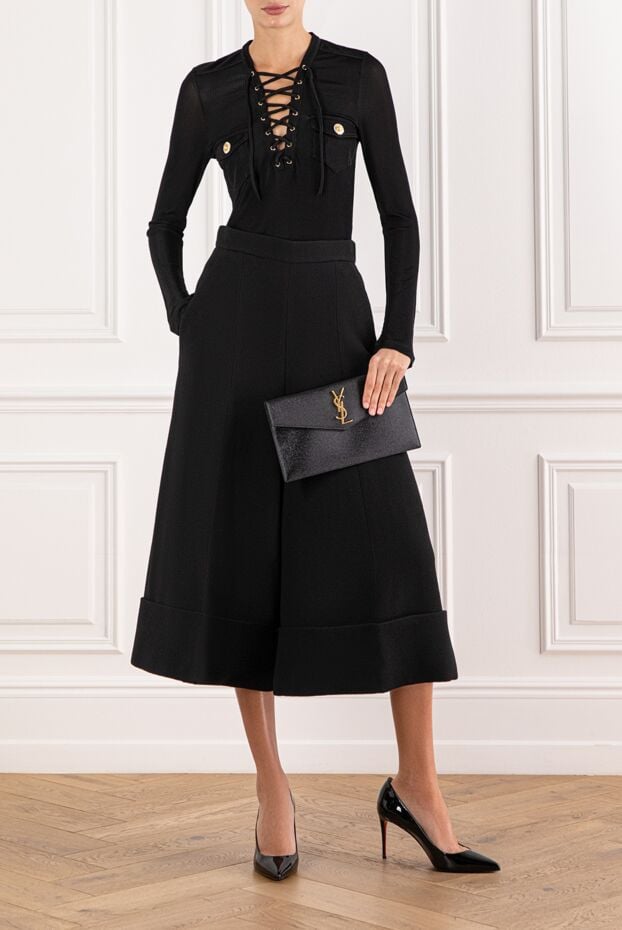 Balmain black ribbed jersey blouse with lace-up detailing 190838 - photo 2