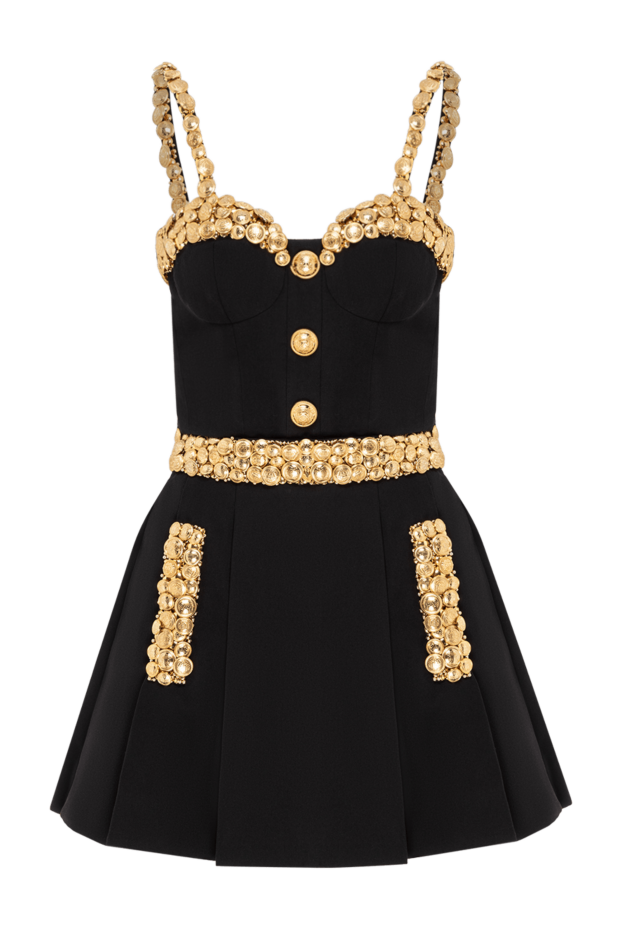 Balmain black wool skirt suit with gold trim 190841 - photo 1