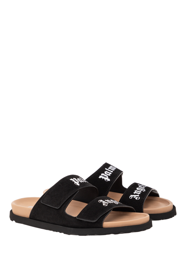 Palm Angels black suede double strap sandals with white print 190843 - photo 3