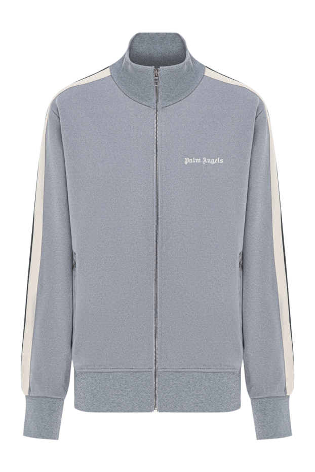 Palm Angels gray sports jacket with a zipper and white stripes on the sleeves 190845 - photo 1