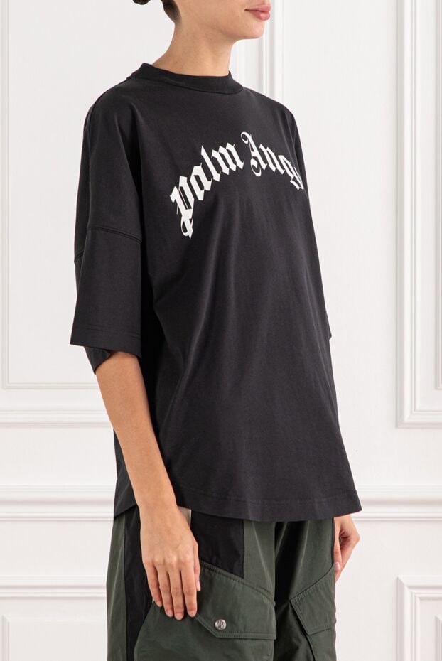 Palm Angels black oversized t-shirt made of thick cotton with a contrasting print 190847 - photo 3
