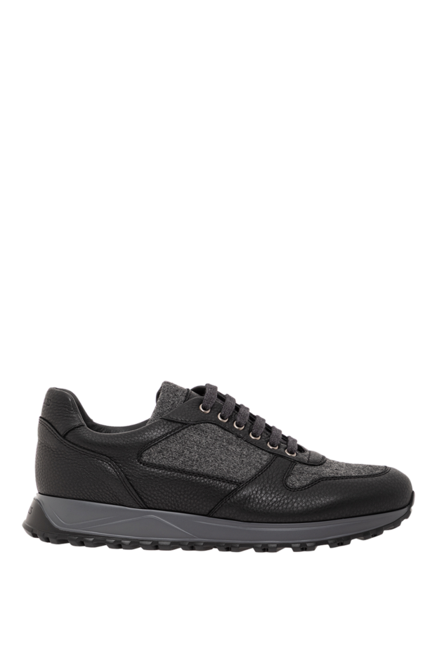 Doucal`s black sneakers with wool inserts and leather elements 190872 - photo 1