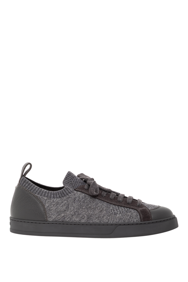Doucal`s men's gray wool sneakers with a leather toe 190875 - photo 1