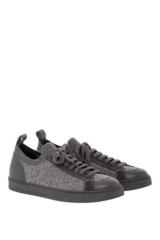Doucal`s men's gray wool sneakers with a leather toe 190875 - photo 3